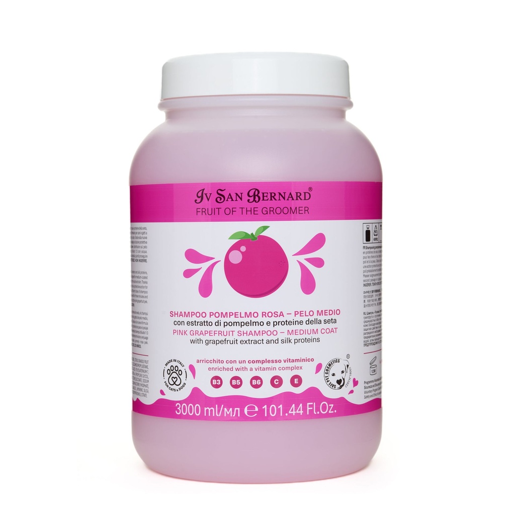 Fruit of the Groomer - Shampoing Pamplemousse Rose Poils Mi-long - 3 L